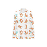 Cute Kangaroo pattern Women's Long Sleeve Polo Shirt