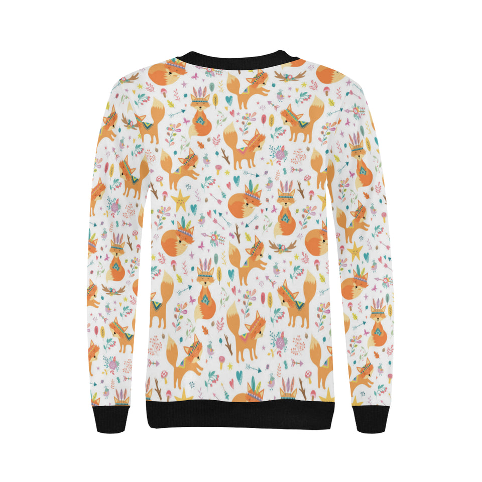 cute tribal fox pattern Women's Crew Neck Sweatshirt