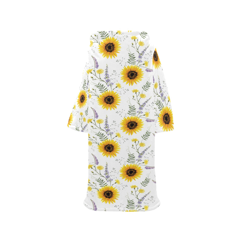 beautiful sunflowers pattern Blanket Robe with Sleeves