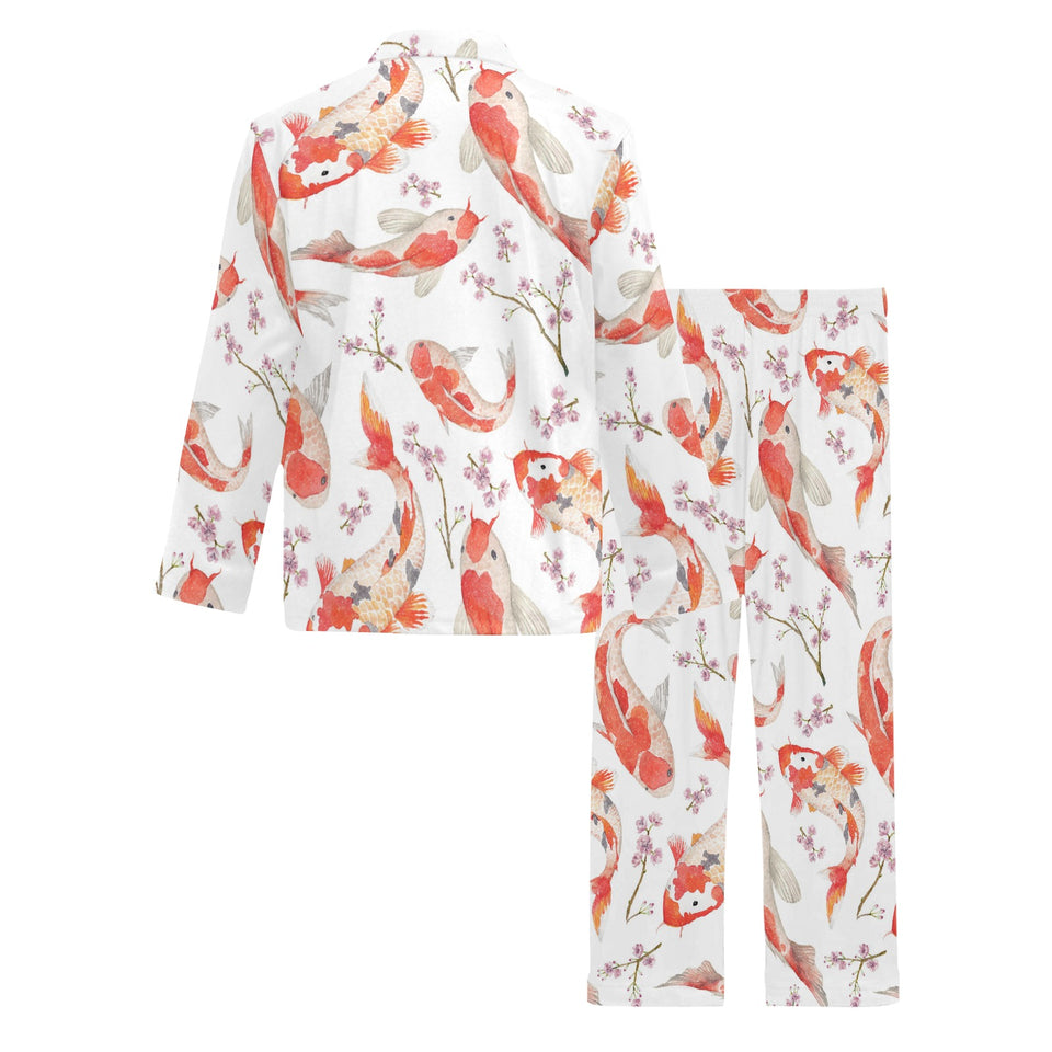 Watercolor Koi Fish Carp Fish pattern Men's Long Pajama Set
