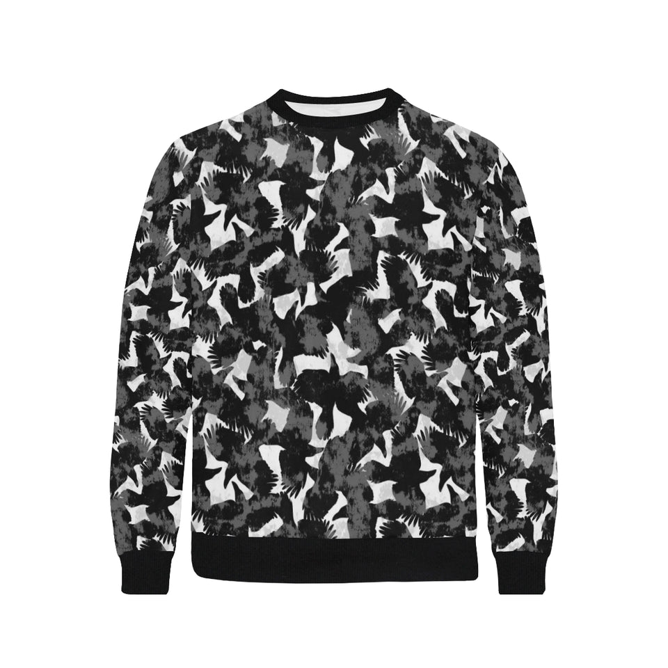 Crow illustration pattern Men's Crew Neck Sweatshirt