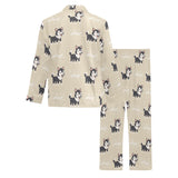 Cute Siberian Husky Men's Long Pajama Set