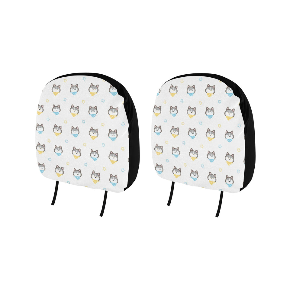 Cute Siberian Husky pattern Car Headrest Cover