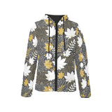 Beautiful gold autumn maple leaf pattern Women's Padded Hooded Jacket