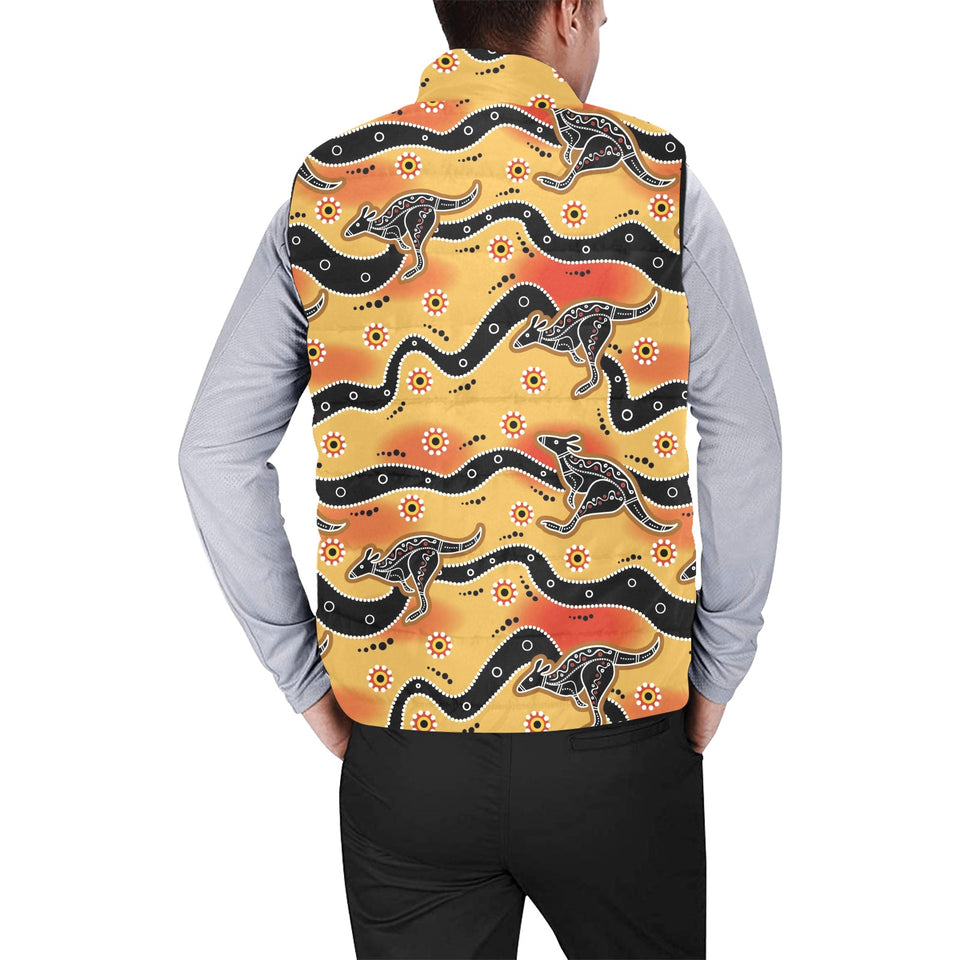 Kangaroo Australian aboriginal art pattern Men's Padded Vest
