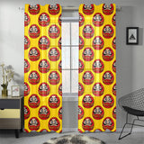 Daruma japanese wooden doll yellow background Gauze Curtain