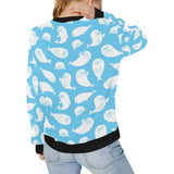 Cute white sea lion seals pattern Women's Crew Neck Sweatshirt