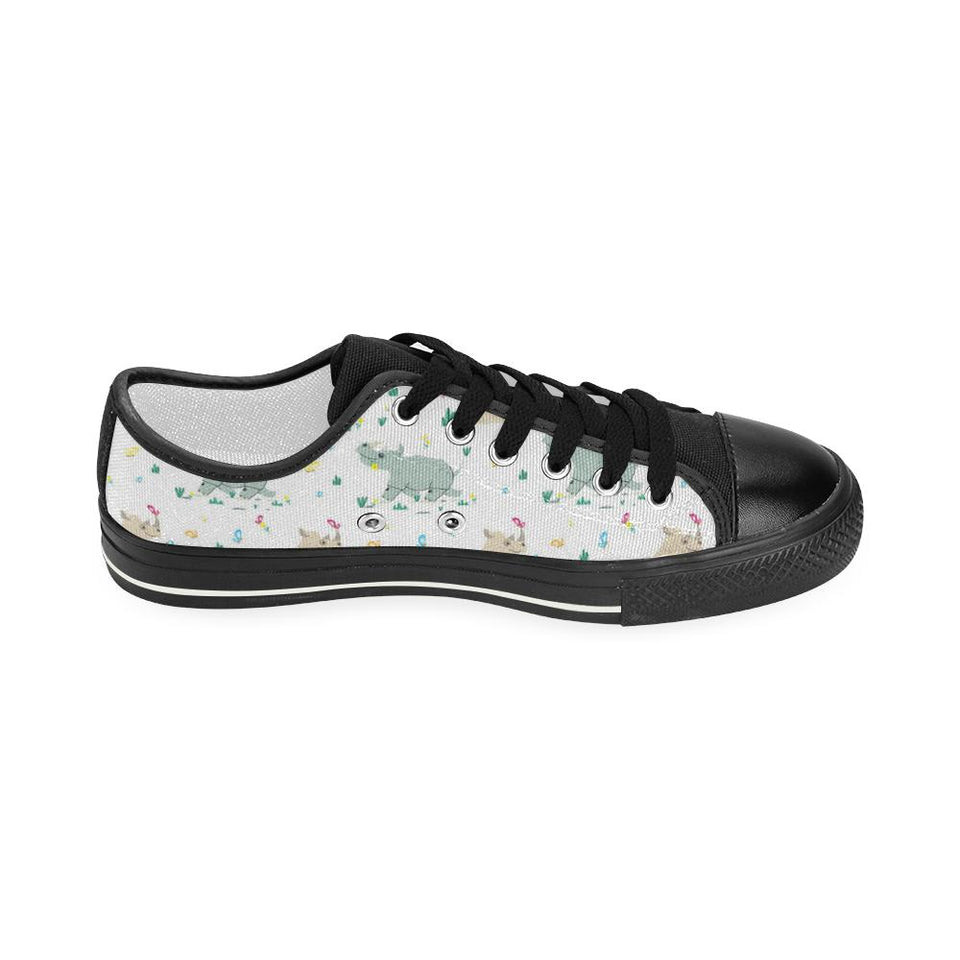 Cute Rhino pattern Kids' Boys' Girls' Low Top Canvas Shoes Black