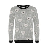 Cute koala leaves pattern Women's Crew Neck Sweatshirt