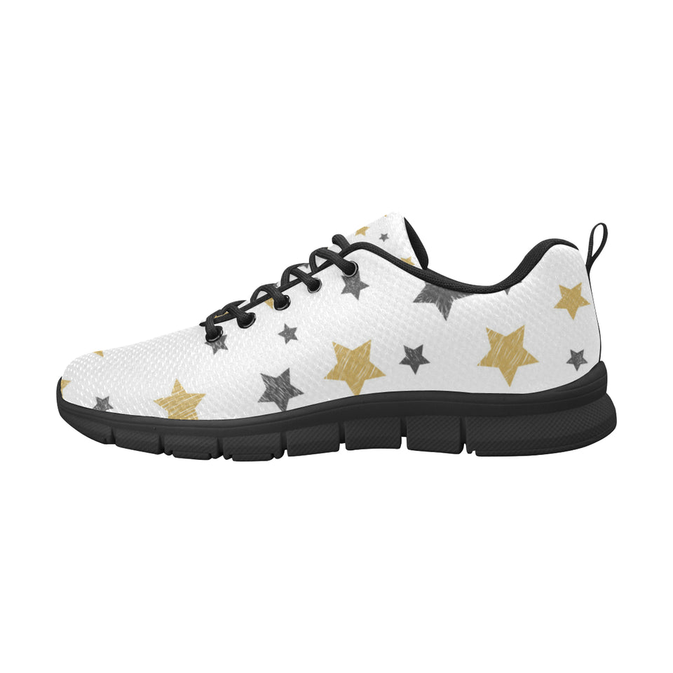 hand drawn gold black star pattern Women's Sneaker Shoes