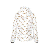 Jack Russel Pattern Print Design 04 Women's Padded Hooded Jacket