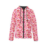 Lips Pattern Print Design 01 Women's Padded Hooded Jacket