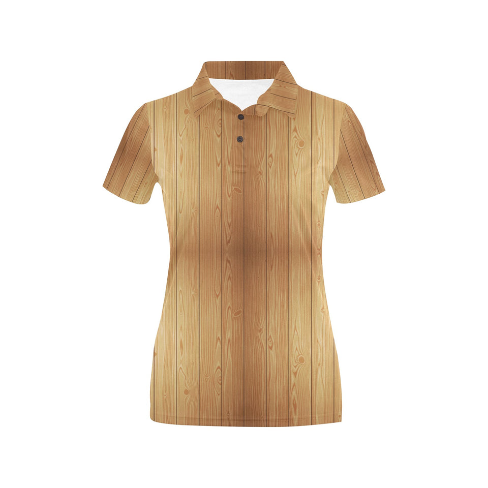Wood Printed Pattern Print Design 05 Women's All Over Print Polo Shirt
