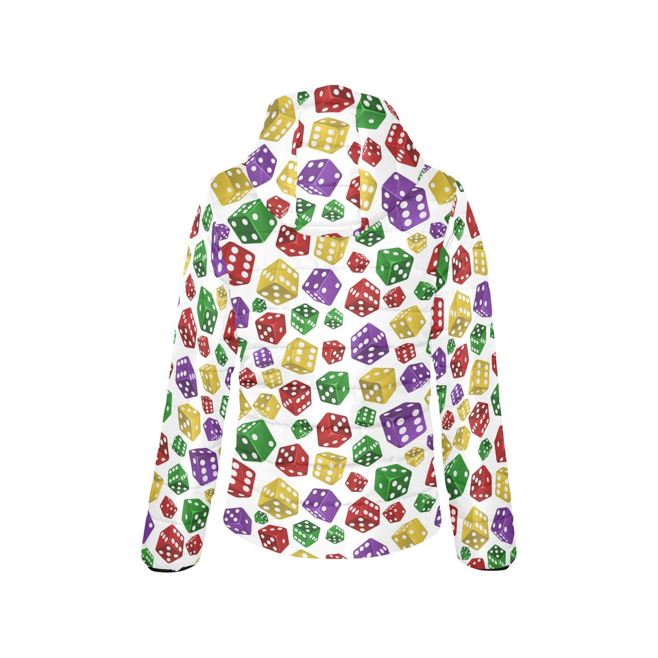 Dice Pattern Print Design 03 Women's Padded Hooded Jacket