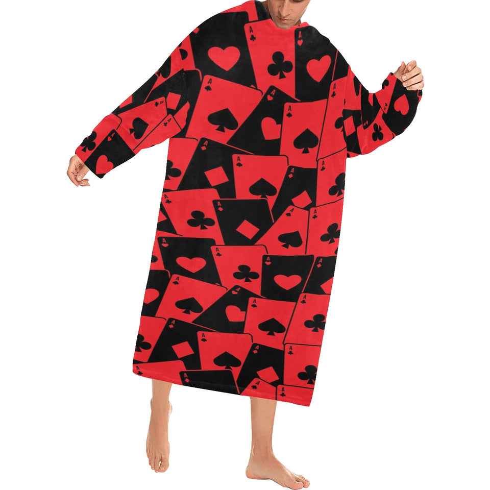 Casino Cards Suits Pattern Print Design 02 Blanket Robe with Sleeves