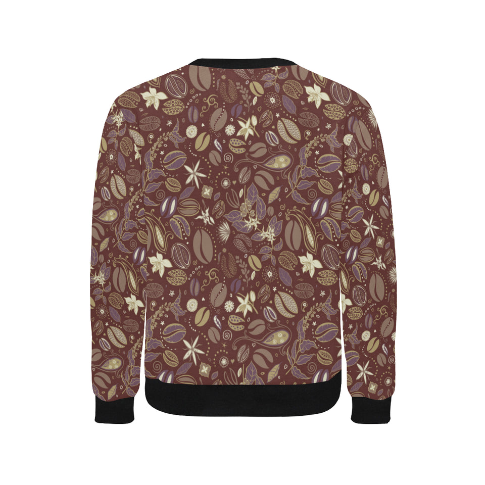 Coffee bean flower pattern Men's Crew Neck Sweatshirt