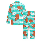 Octopuses sea wave background Men's Long Pajama Set