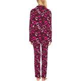 Lips Pattern Print Design 03 Women's Long Pajama Set
