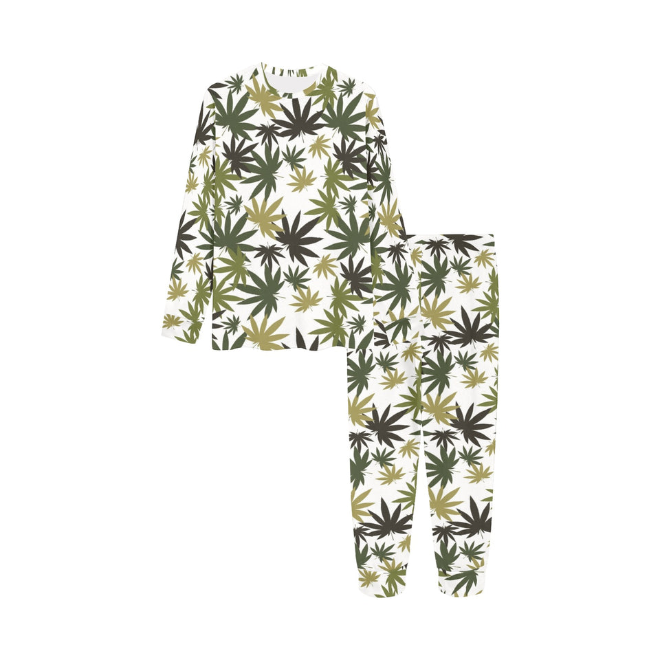 Canabis Marijuana Weed Pattern Print Design 05 Kids' Boys' Girls' All Over Print Pajama Set