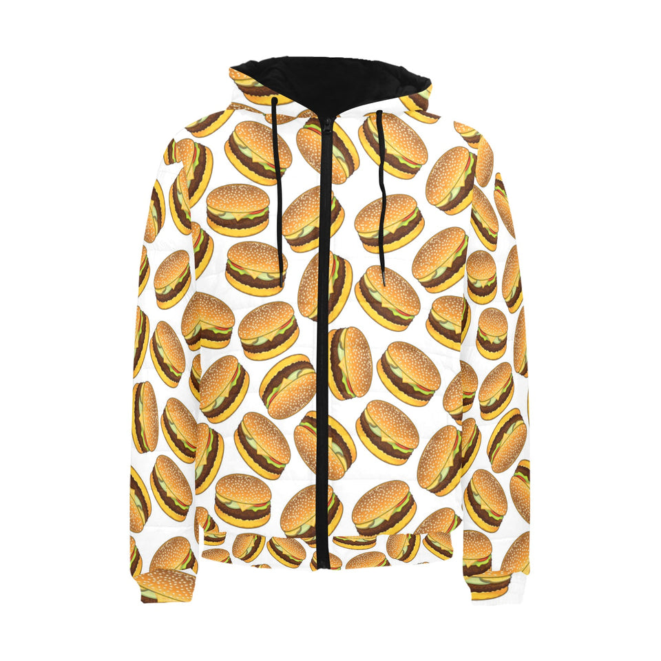 Hamburger Pattern Print Design 03 Men's Padded Hooded Jacket