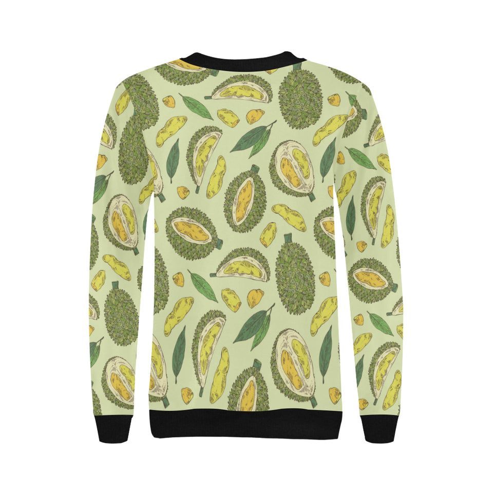 Durian leaves pattern background Women's Crew Neck Sweatshirt