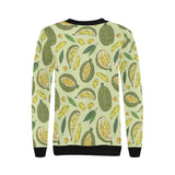 Durian leaves pattern background Women's Crew Neck Sweatshirt