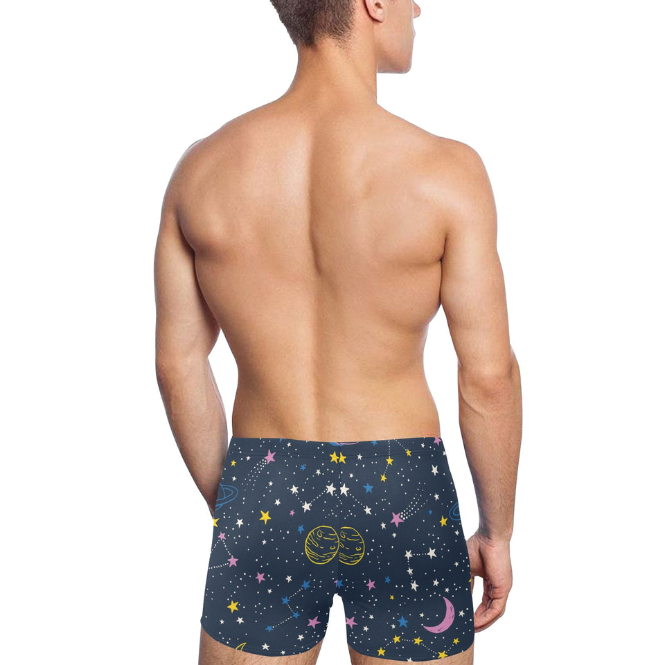 space pattern with planets, comets, constellations Men's Swimming Trunks