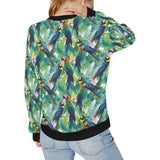 Colorful parrot exotic flower leaves Women's Crew Neck Sweatshirt