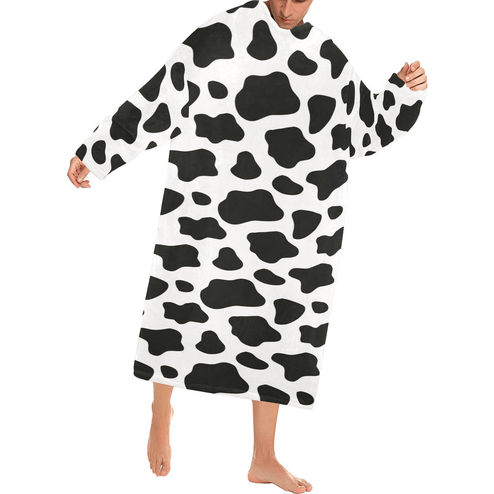 Cow skin pattern Blanket Robe with Sleeves