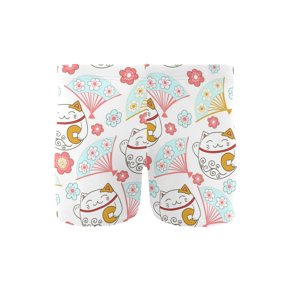 Maneki neko cat fan sakura Men's Swimming Trunks