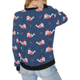 Cute sea lion seal christmas hat candy cane heart Women's Crew Neck Sweatshirt