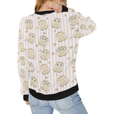 cute owl leaf Women's Crew Neck Sweatshirt