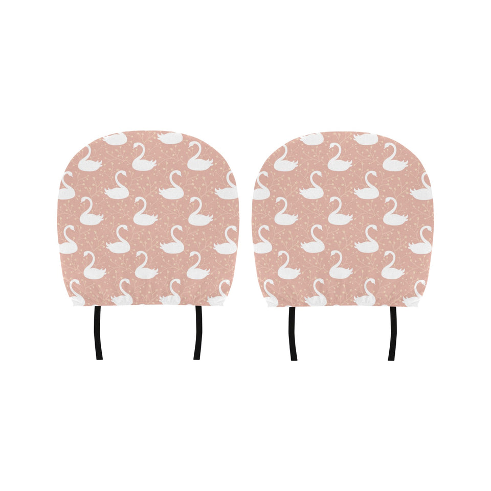 Swan flower light pink background Car Headrest Cover