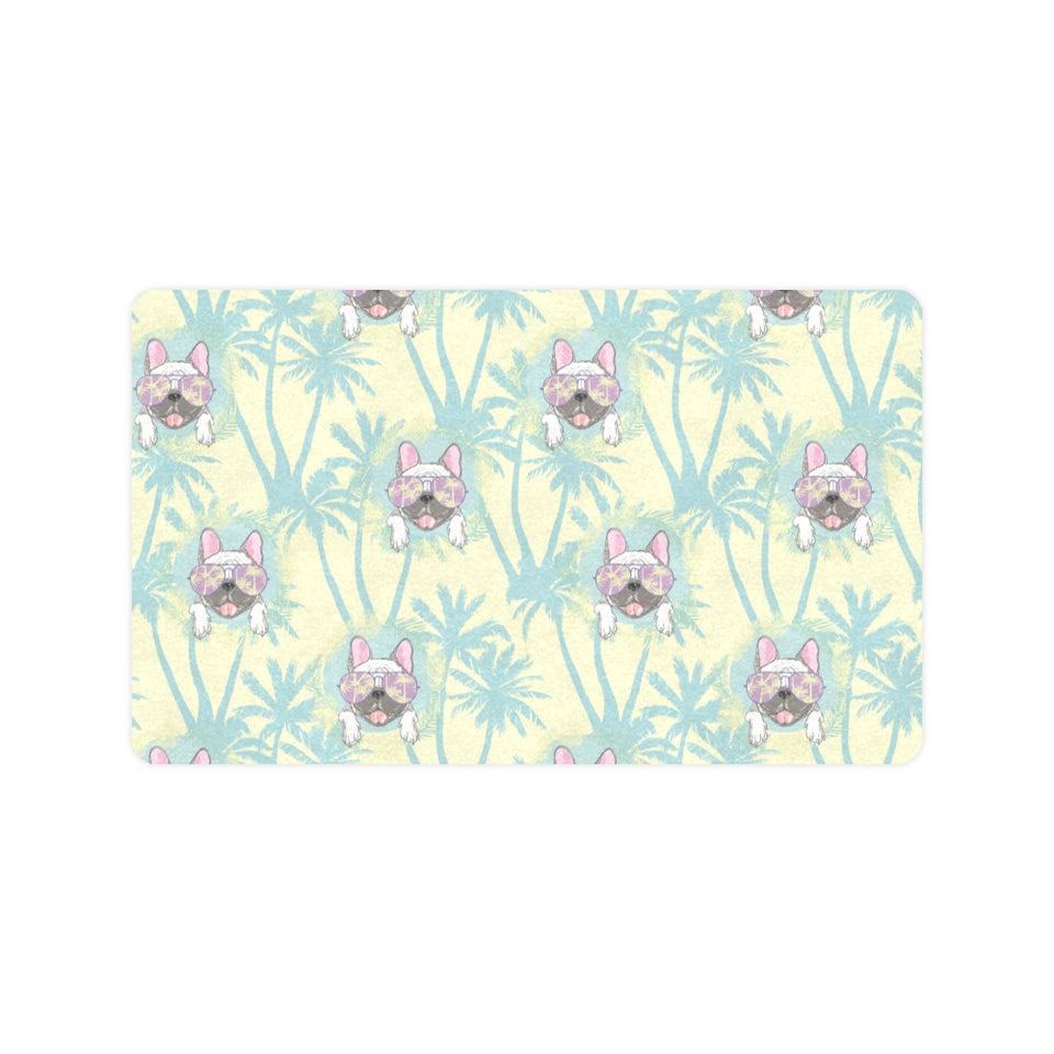French bulldog hawaii blackground Doormat