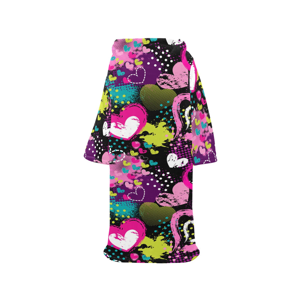 heart dot wave star creative design pattern Blanket Robe with Sleeves