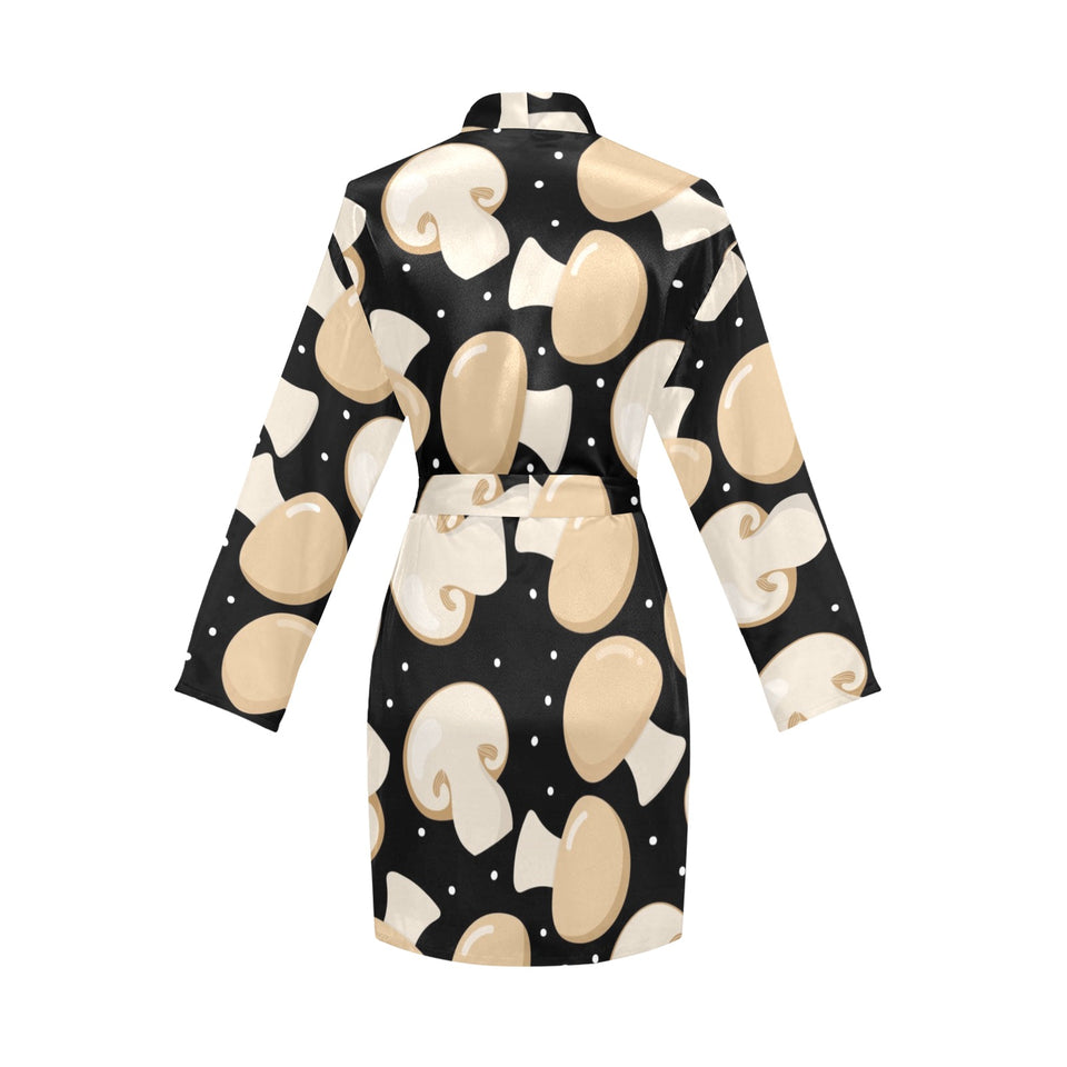 Champignon mushroom pattern Women's Long Sleeve Belted Night Robe