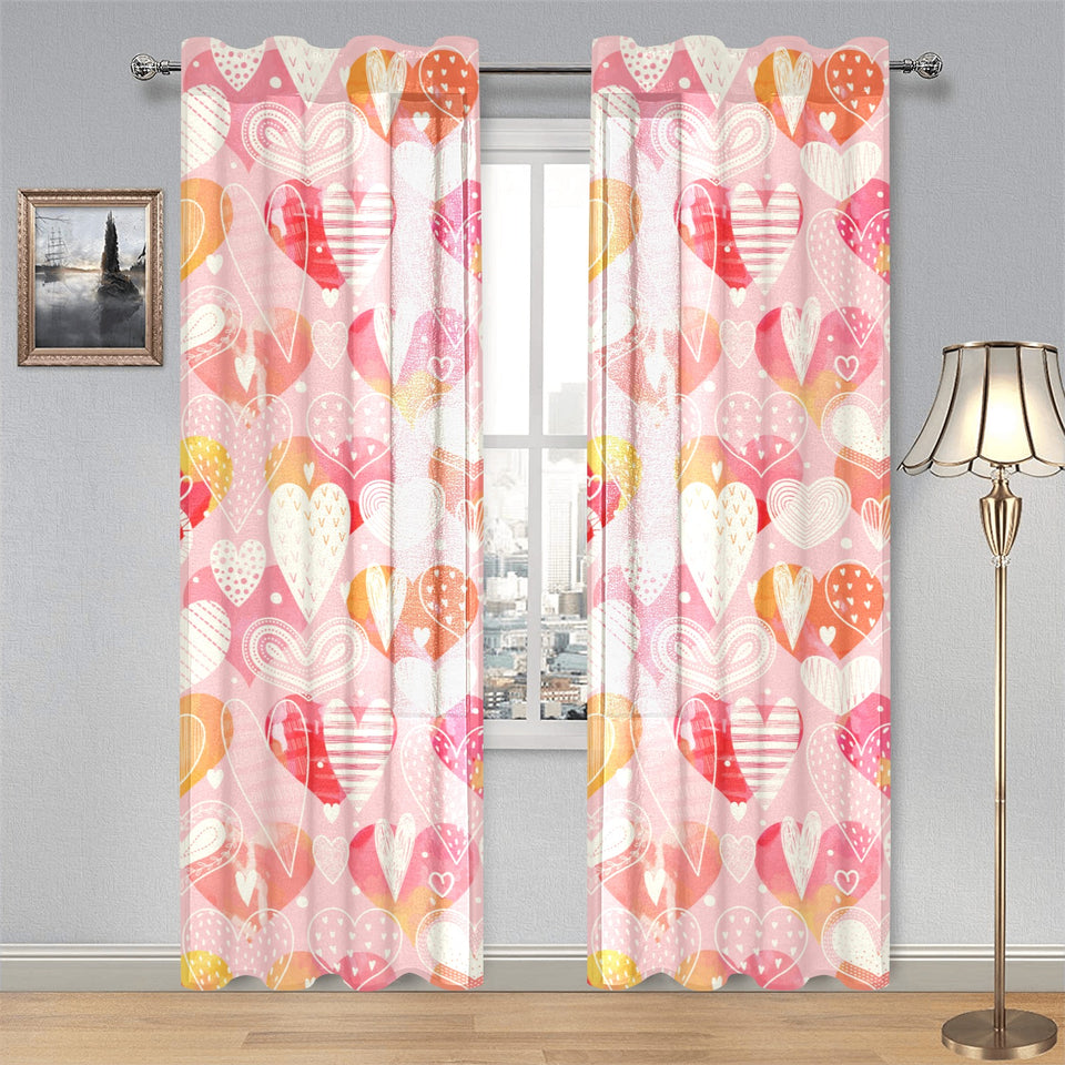 Hand drawn heart design pattern Gauze Curtain