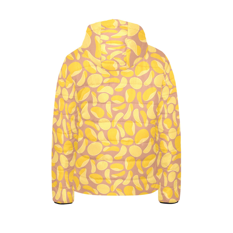 Potato Chips Pattern Print Design 01 Kids' Boys' Girls' Padded Hooded Jacket