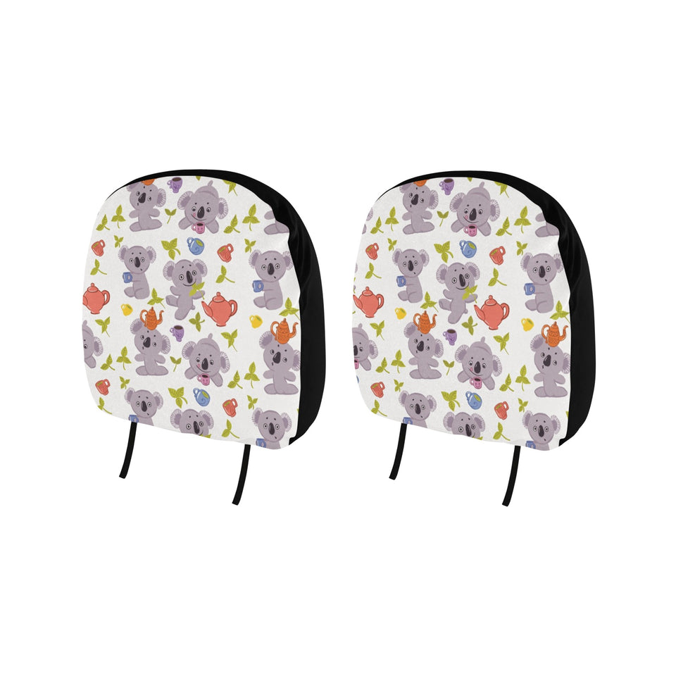 Cute koalas teapots tea Car Headrest Cover
