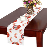 Daruma japanese wooden doll design pattern Table Runner