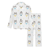 Cute Siberian Husky pattern Men's Long Pajama Set