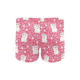 Maneki neko cat sakura pink background Men's Swimming Trunks
