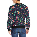 colorful space pattern planet star Men's Crew Neck Sweatshirt