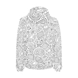Cartoon hand drawn ice cream black white Men's Padded Hooded Jacket