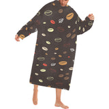 Coffee bean leave pattern Blanket Robe with Sleeves