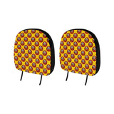 Daruma japanese wooden doll yellow background Car Headrest Cover