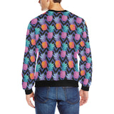 Pineapples pattern zigzag background Men's Crew Neck Sweatshirt