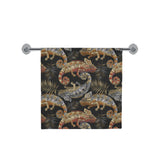 Chameleon lizard tropical leaves palm tree Bath Towel