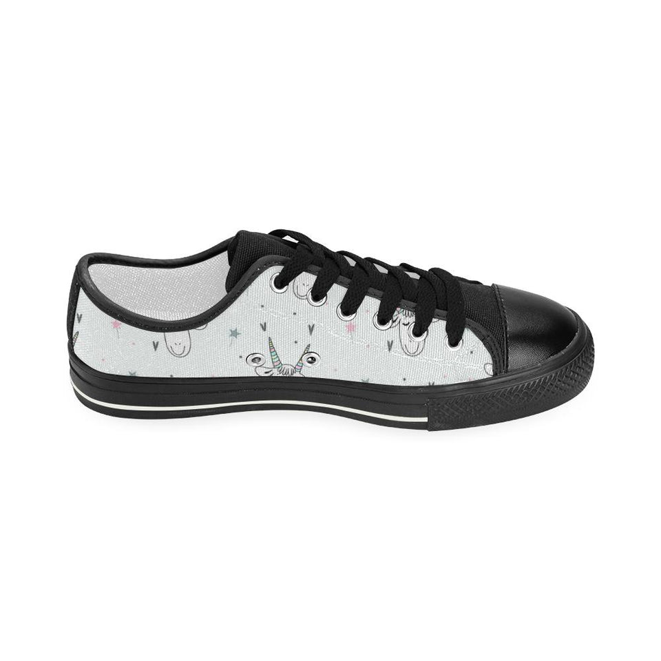 Cute goat design pattern Kids' Boys' Girls' Low Top Canvas Shoes Black