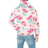 Cute little mermaid pattern Men's Padded Hooded Jacket